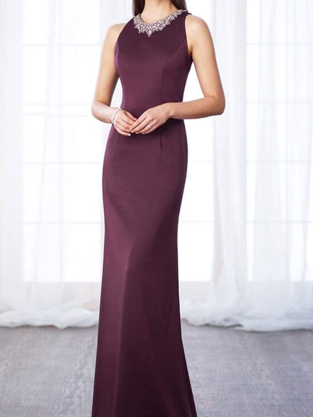 NWT Cameron Blake 116659 Keyhole Back Evening Dress Eggplant size 6